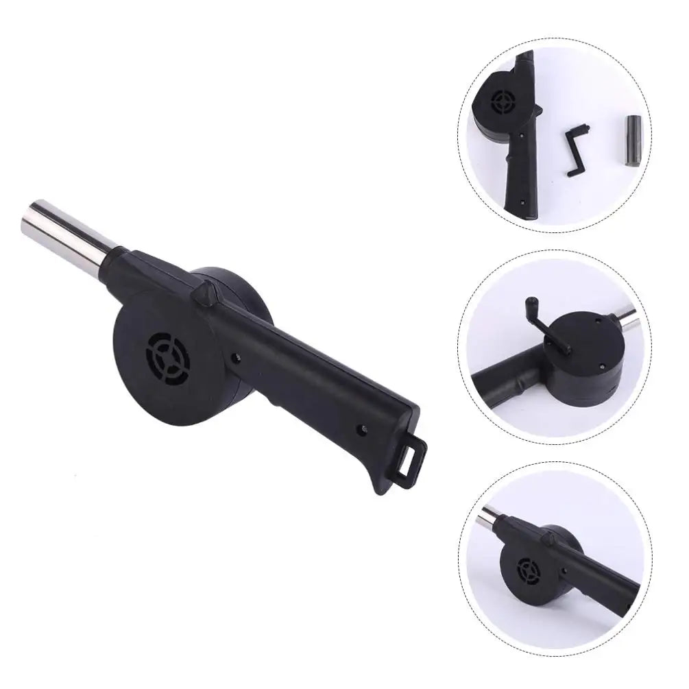 Grill Manual Fan Hand Crank BBQ Fan Portable Barbeque Air Blower with Manual Handle Speed Control Hand-Cranked Blower for Out