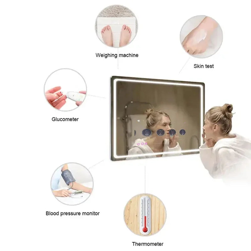 Large Touch Screen Full HD LED Bathroom Smart Mirror with Android TV Functionality