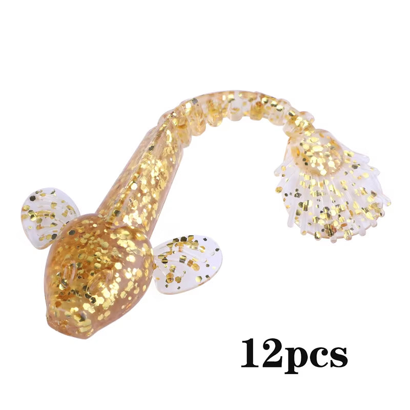 12Pcs Soft Fishing Lure 9Cm Artificial Soft Bait with Life-Like Swimming Actions for Sea River Fishing