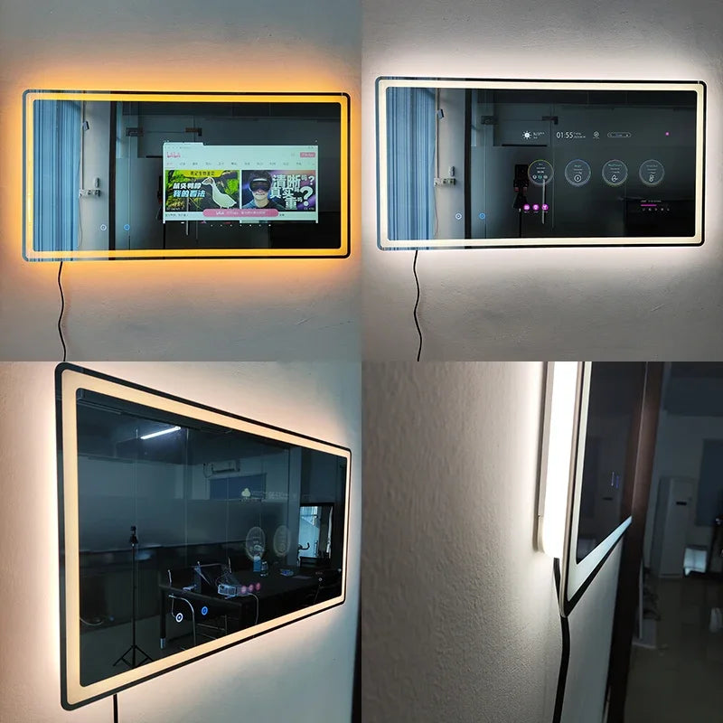 Large Touch Screen Full HD LED Bathroom Smart Mirror with Android TV Functionality