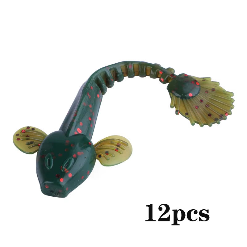 12Pcs Soft Fishing Lure 9Cm Artificial Soft Bait with Life-Like Swimming Actions for Sea River Fishing