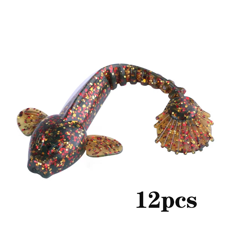 12Pcs Soft Fishing Lure 9Cm Artificial Soft Bait with Life-Like Swimming Actions for Sea River Fishing