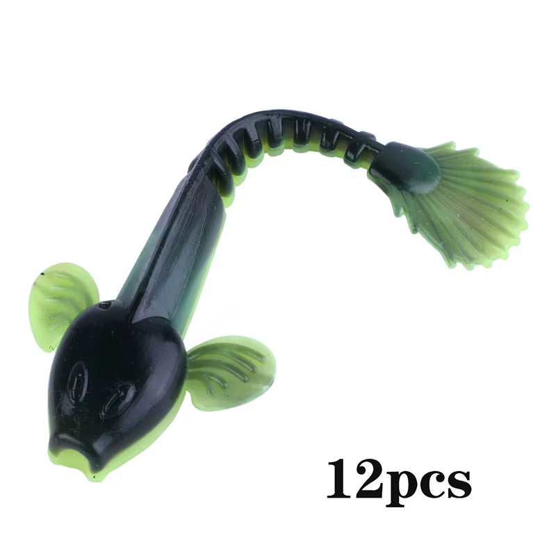 12Pcs Soft Fishing Lure 9Cm Artificial Soft Bait with Life-Like Swimming Actions for Sea River Fishing