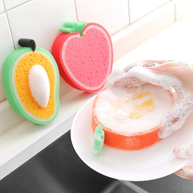 Thickened Sponge Dishwashing Wipe in Fruit Shape - Kitchen Cleaning Tool for Pots and Dishes