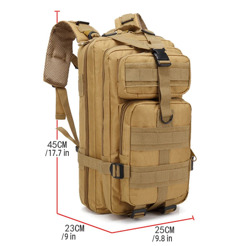 Tactical Camouflage Backpack for Outdoor Activities - Ideal for Climbing, Hunting, Fishing, and Hiking - Durable Nylon 3P Pack