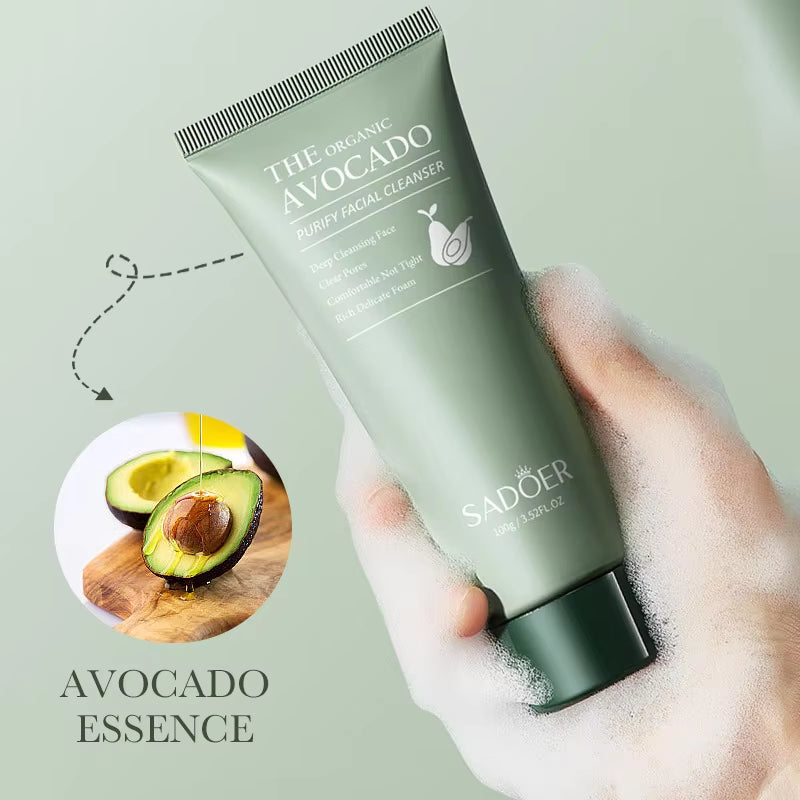 SAODER Moisturizing Avocado Facial Cleanser - Exfoliating Foam Face Wash for Radiant Skin Care