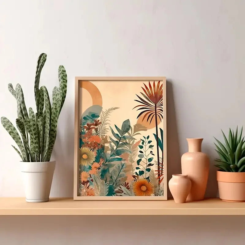 3Pcs Canvas Poster Modern Art Boho Floral Posters Century Mid Modern Wall Art Ideal Gift for Bedroom Living Room Corridor Decor