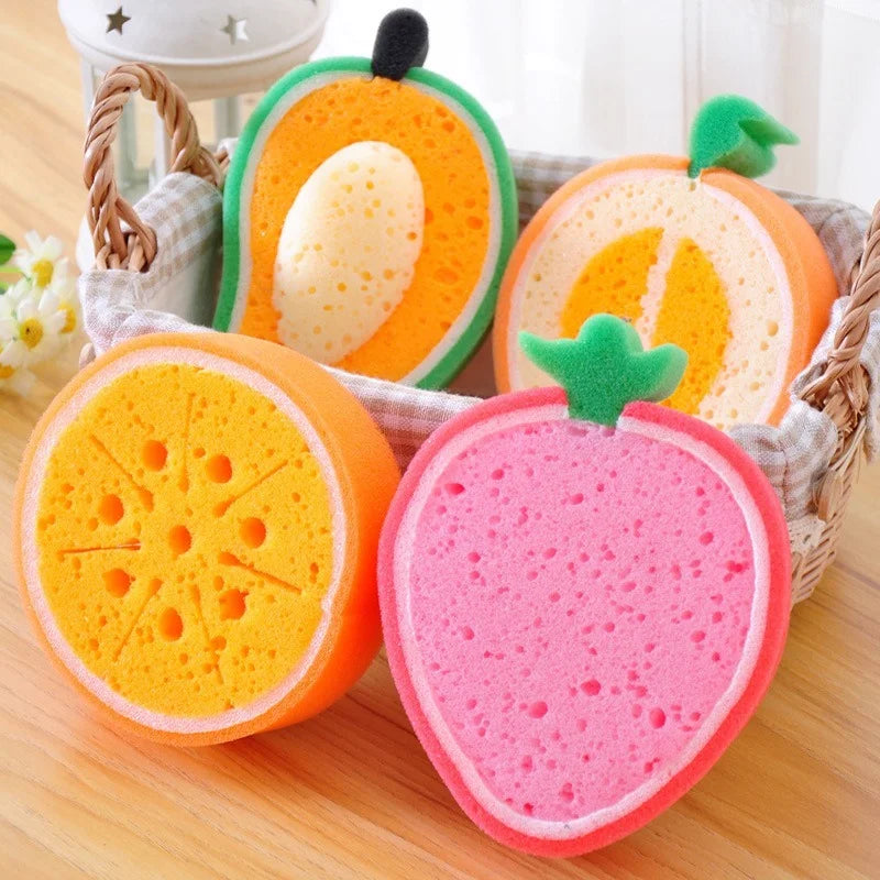 Thickened Sponge Dishwashing Wipe in Fruit Shape - Kitchen Cleaning Tool for Pots and Dishes