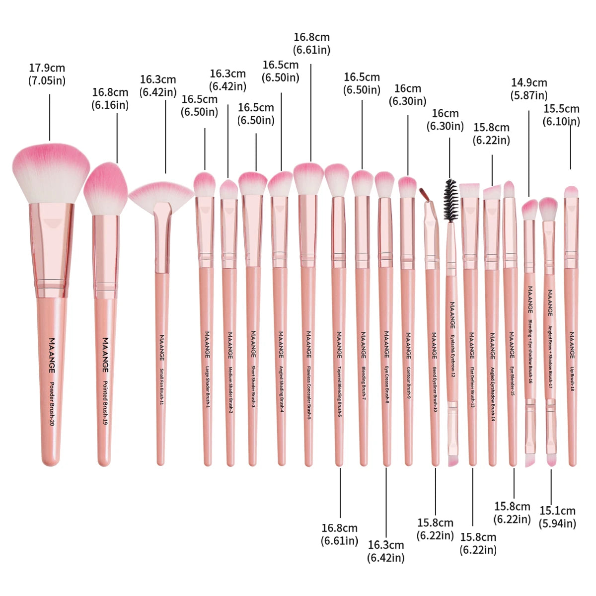 27-Piece Professional Makeup Tools Kit with 20 Foundation, Contour, and Blush Brushes, Triangle Powder Puff, Makeup Remover Puff, and Travel Bag