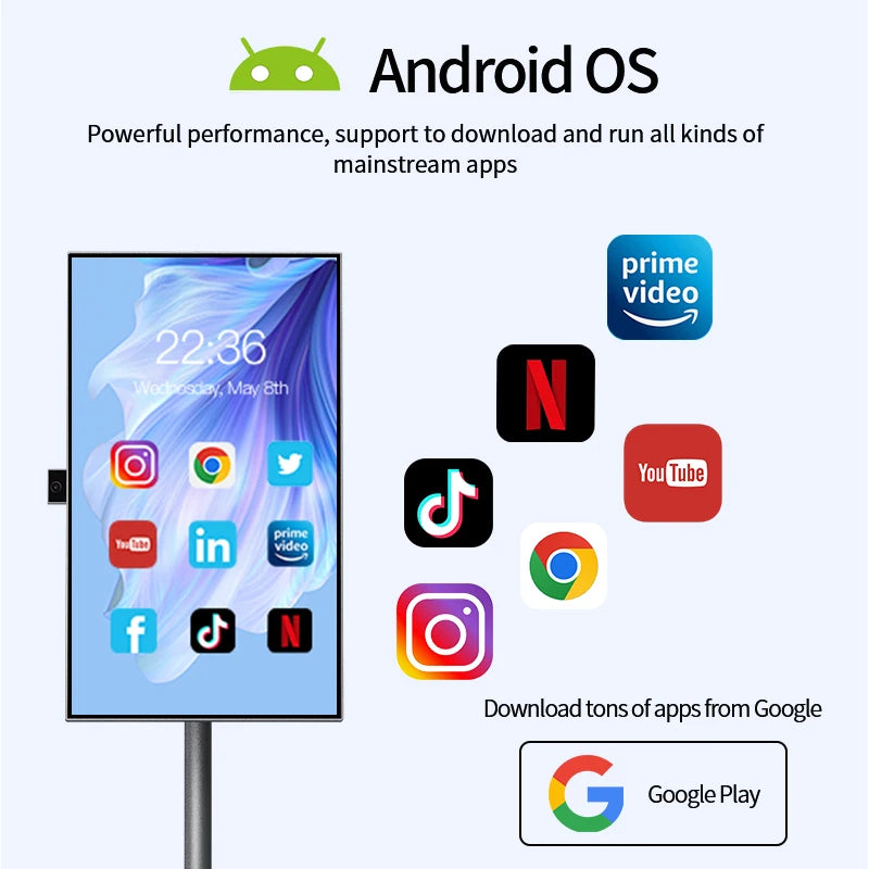 Factory Oem Android13 Movable Mini Tv Portable Adjustable Screen Android Smart Tv 27 Inch 6+128Gb Indoor Television Smart Tv