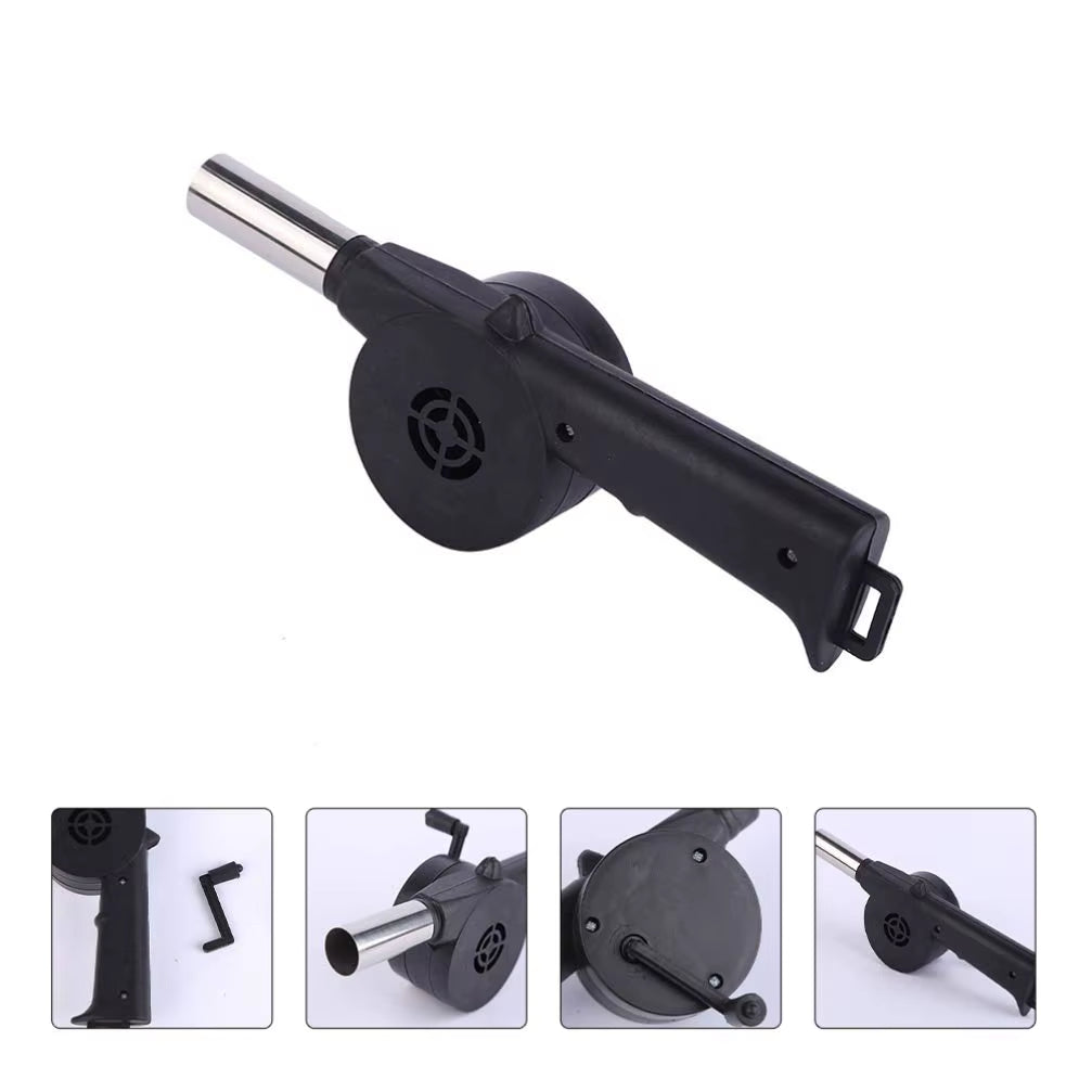Grill Manual Fan Hand Crank BBQ Fan Portable Barbeque Air Blower with Manual Handle Speed Control Hand-Cranked Blower for Out