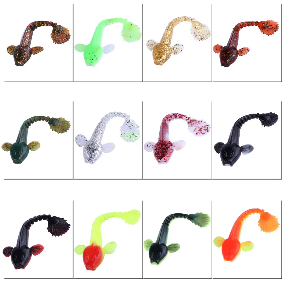 12Pcs Soft Fishing Lure 9Cm Artificial Soft Bait with Life-Like Swimming Actions for Sea River Fishing