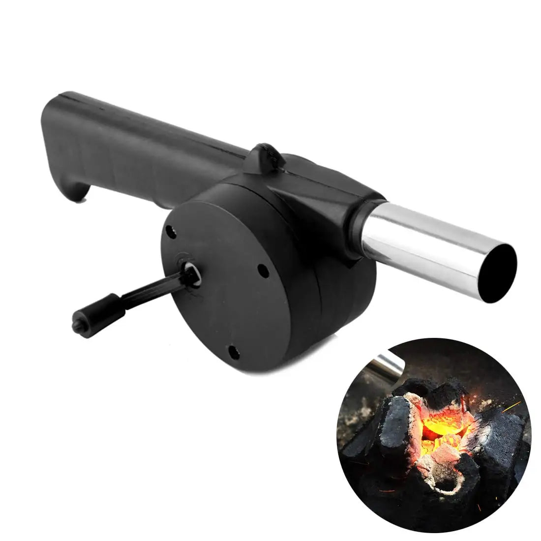 Grill Manual Fan Hand Crank BBQ Fan Portable Barbeque Air Blower with Manual Handle Speed Control Hand-Cranked Blower for Out