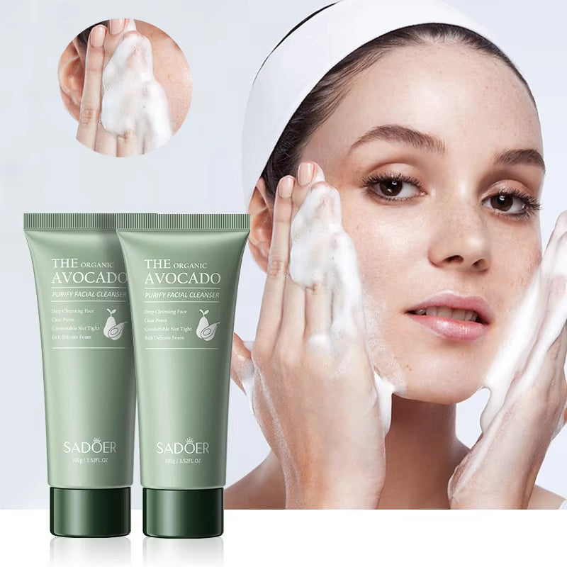 SAODER Moisturizing Avocado Facial Cleanser - Exfoliating Foam Face Wash for Radiant Skin Care