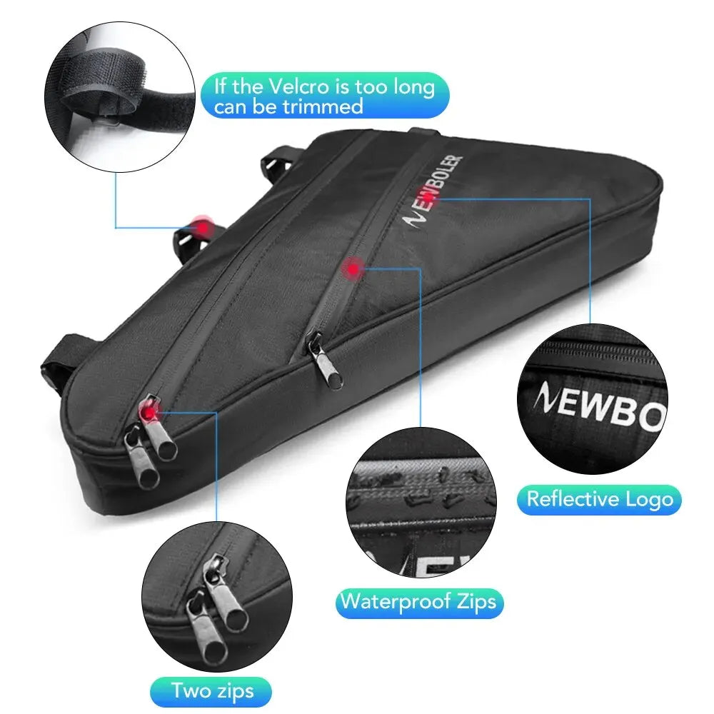NEWBOLER Large Bicycle Triangle Bag Bike Frame Front Tube Bag Waterproof Cycling Bag Pannier Ebike Tool Bag Accessories