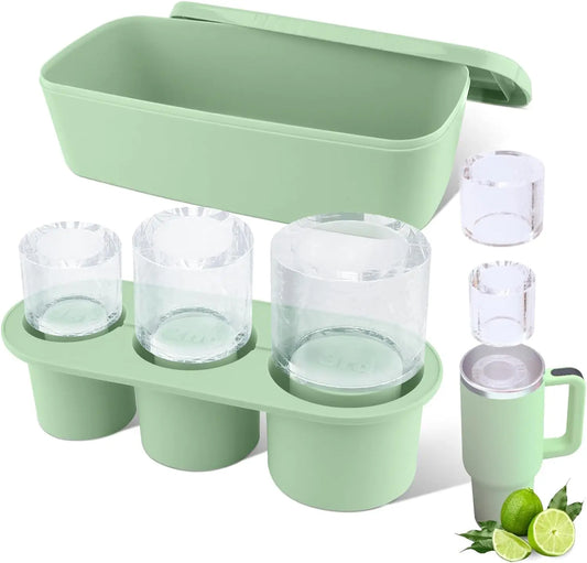 Ice Cube Tray for 40 Oz Tumbler Cup, Silicone Ice Cube Molds with Lid and Bin for Chilling Cocktails, Whiskey, Drinks, Coffee