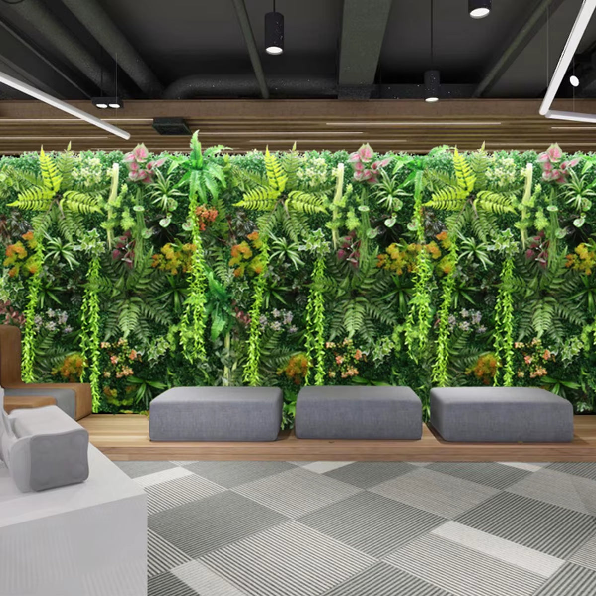 Artificial Plant Wall Reusable Plastic Hanging Grass Backdrop Wall Panel Fake Green Plant Hanging Fencing Decor for Home Garden