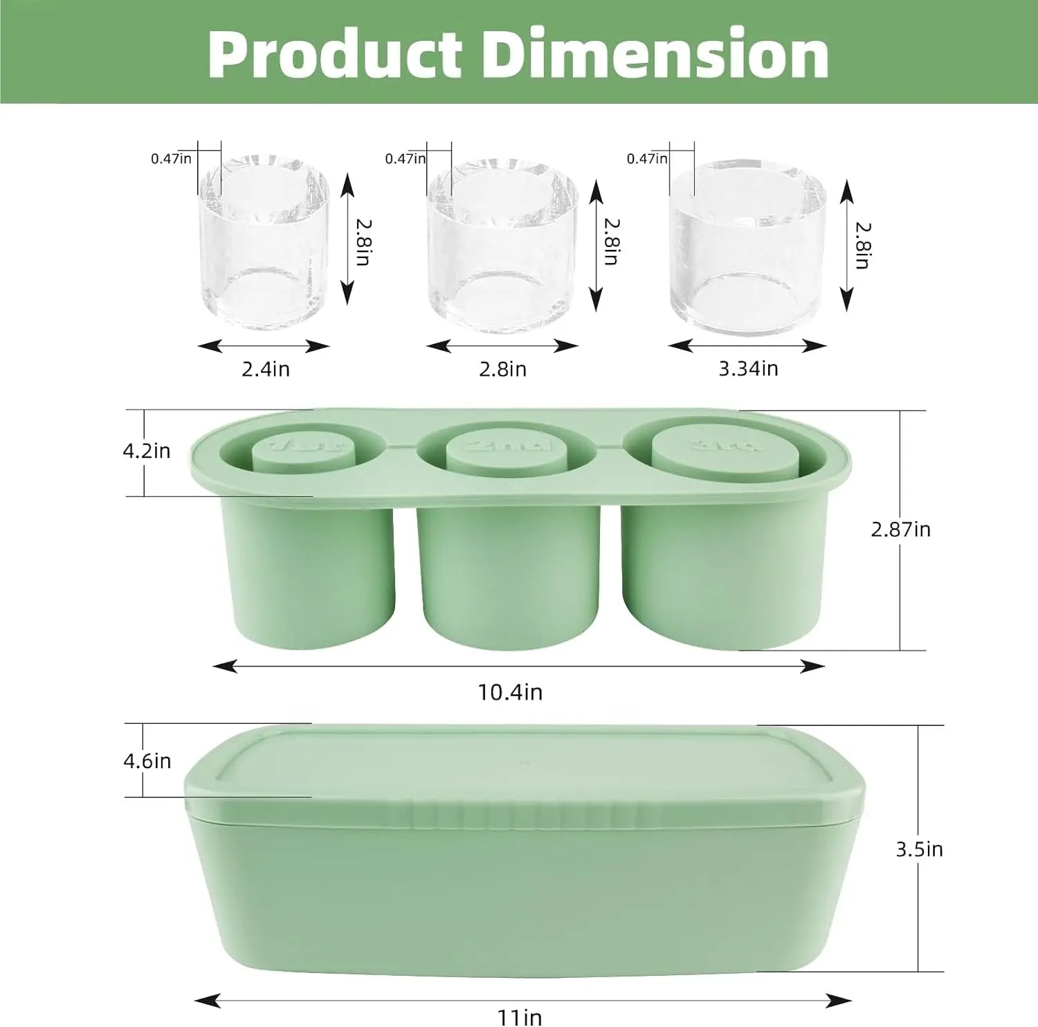 Ice Cube Tray for 40 Oz Tumbler Cup, Silicone Ice Cube Molds with Lid and Bin for Chilling Cocktails, Whiskey, Drinks, Coffee