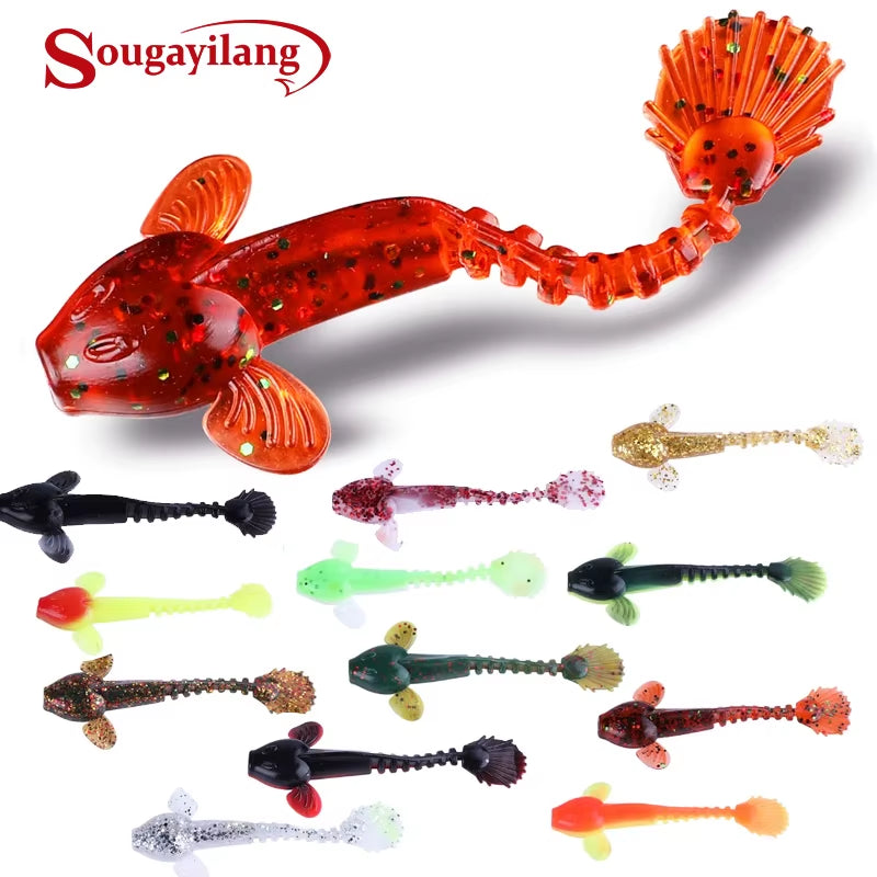 12Pcs Soft Fishing Lure 9Cm Artificial Soft Bait with Life-Like Swimming Actions for Sea River Fishing
