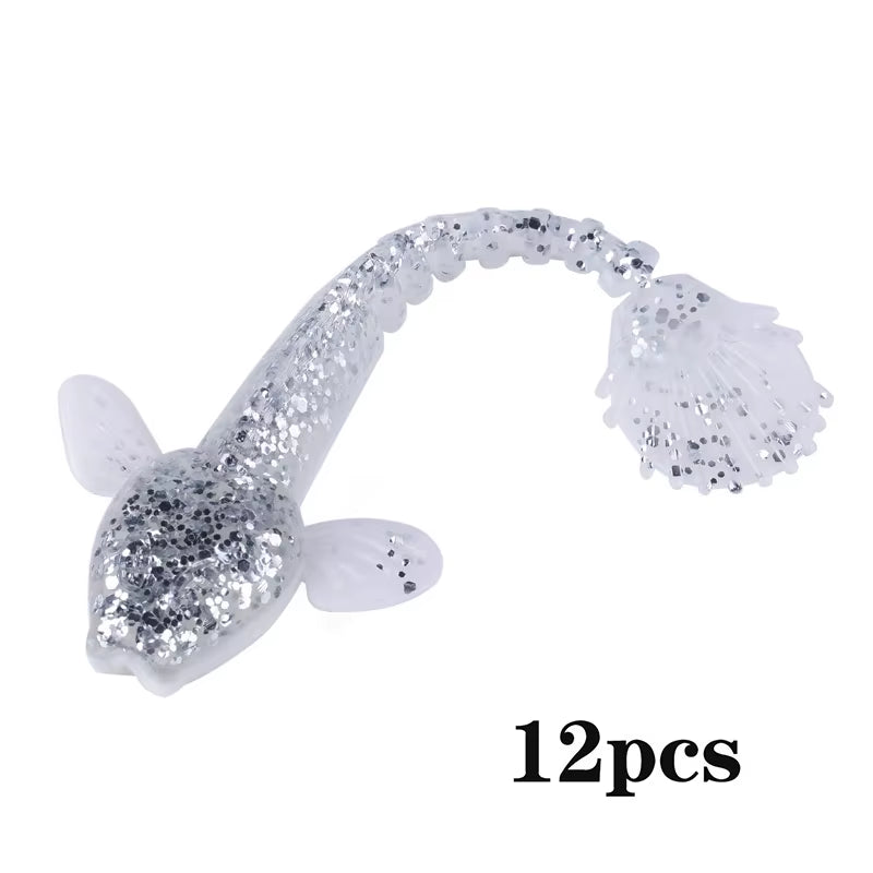 12Pcs Soft Fishing Lure 9Cm Artificial Soft Bait with Life-Like Swimming Actions for Sea River Fishing