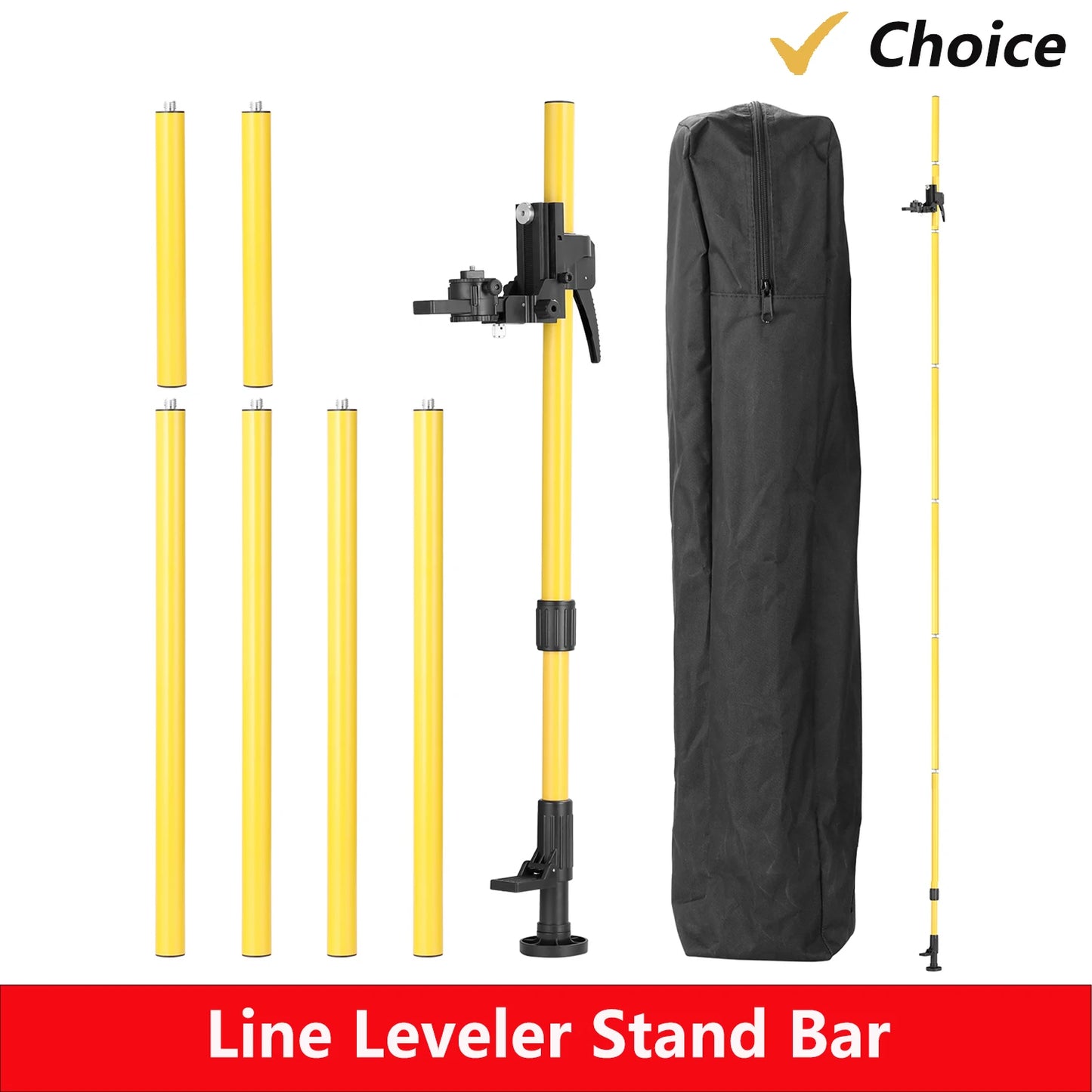Max4.2M Telescopic Pole for Line Leveler Aluminum Alloy Adjustable Lift Extend Bracket Holder Stand for 1/4''& 5/8'' Laser Level