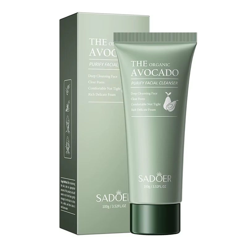 SAODER Moisturizing Avocado Facial Cleanser - Exfoliating Foam Face Wash for Radiant Skin Care