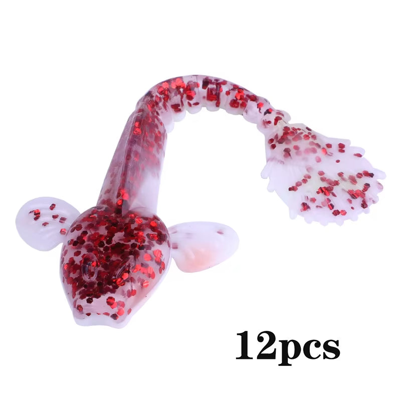 12Pcs Soft Fishing Lure 9Cm Artificial Soft Bait with Life-Like Swimming Actions for Sea River Fishing