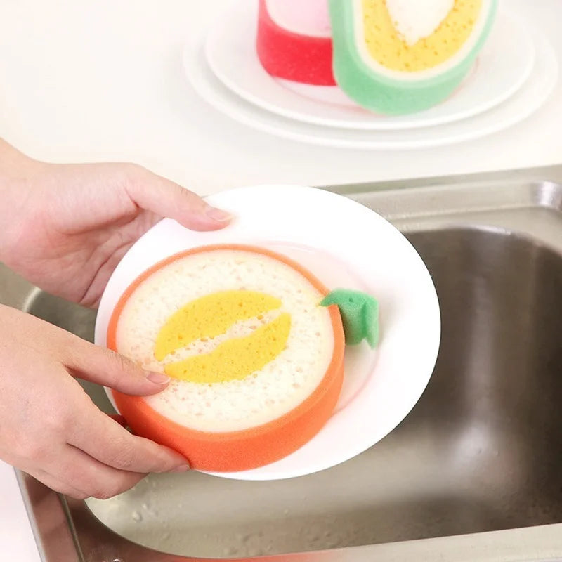 Thickened Sponge Dishwashing Wipe in Fruit Shape - Kitchen Cleaning Tool for Pots and Dishes