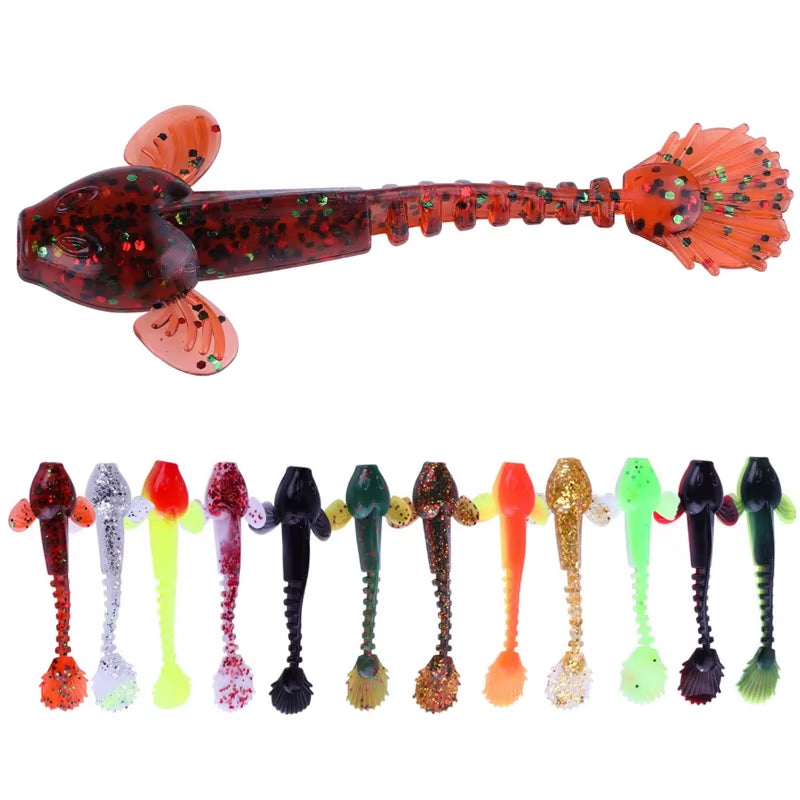 12Pcs Soft Fishing Lure 9Cm Artificial Soft Bait with Life-Like Swimming Actions for Sea River Fishing