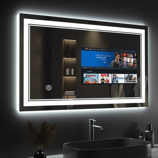 Large Touch Screen Full HD LED Bathroom Smart Mirror with Android TV Functionality