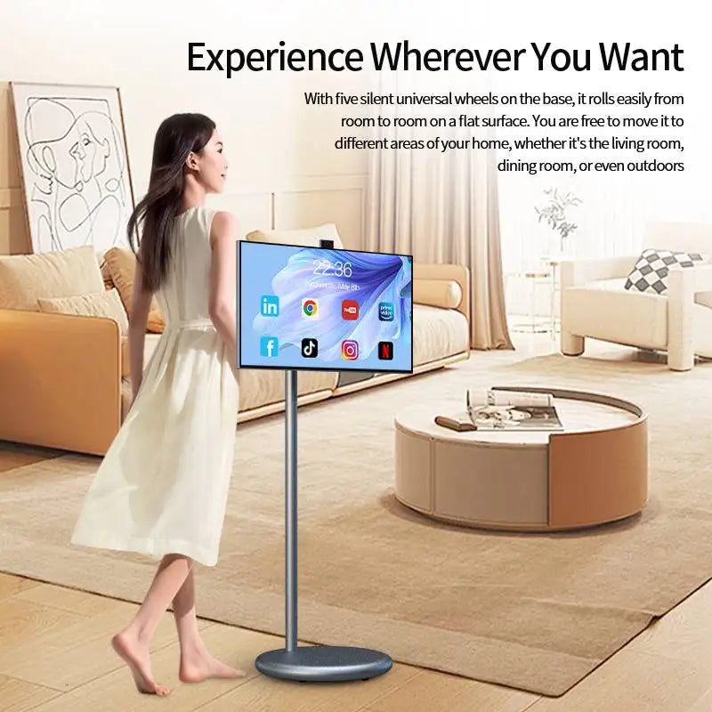 Factory Oem Android13 Movable Mini Tv Portable Adjustable Screen Android Smart Tv 27 Inch 6+128Gb Indoor Television Smart Tv
